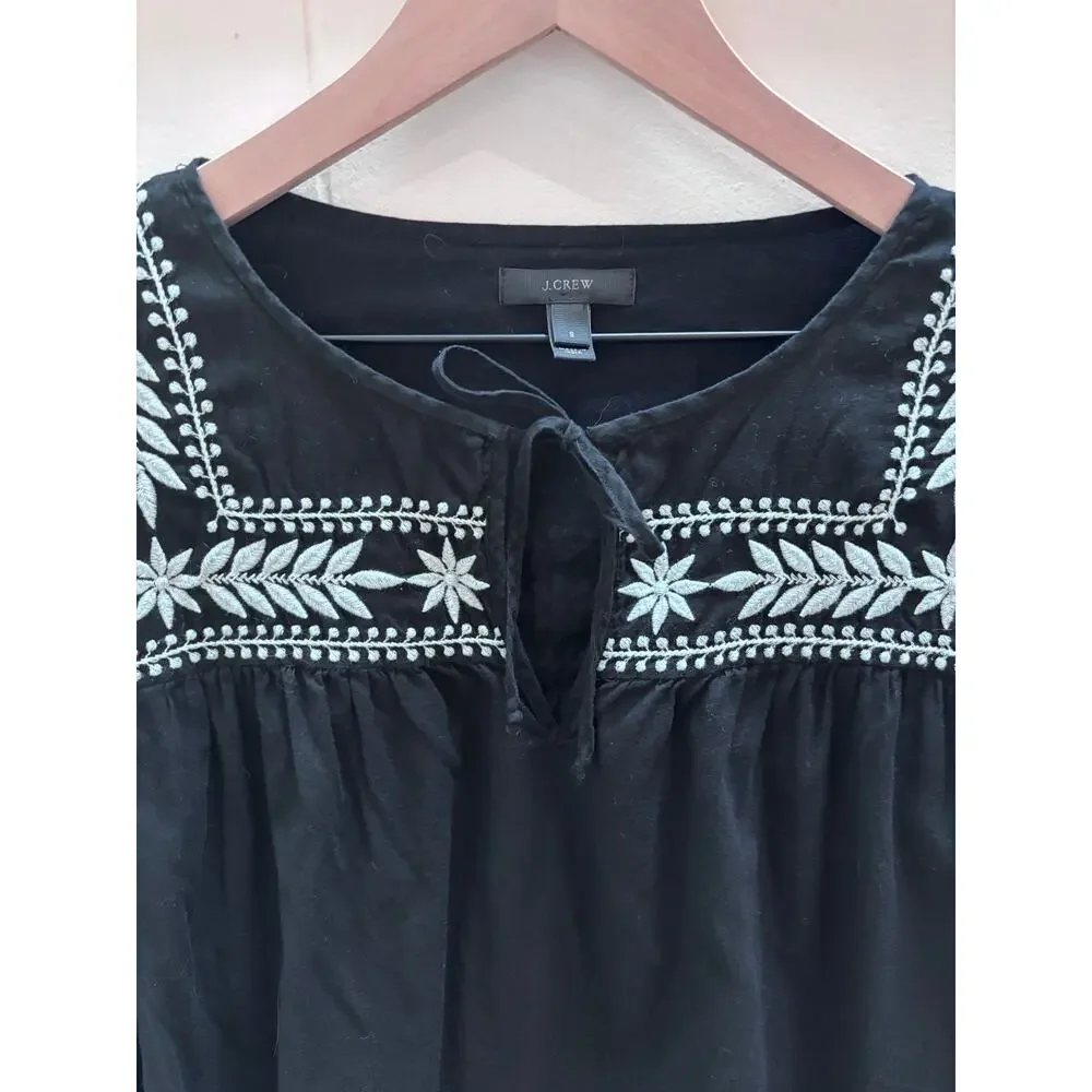 J.Crew Embroidered Voile Cotton Blouse Top szS - Picture 1 of 3